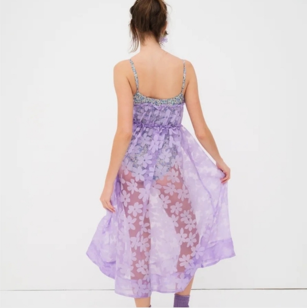 NWT For Love & Lemons Purple Villegas Mesh Dress Size S - Picture 3 of 9
